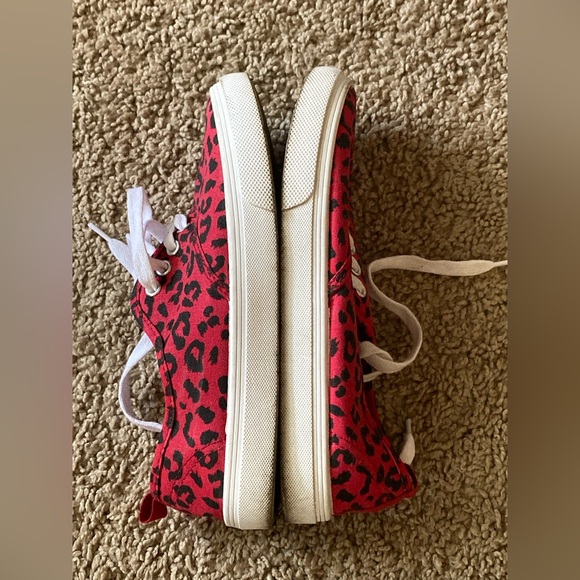 H&M Divided Red & Black Cheetah Print Canvas Sneakers - Picture 4 of 6